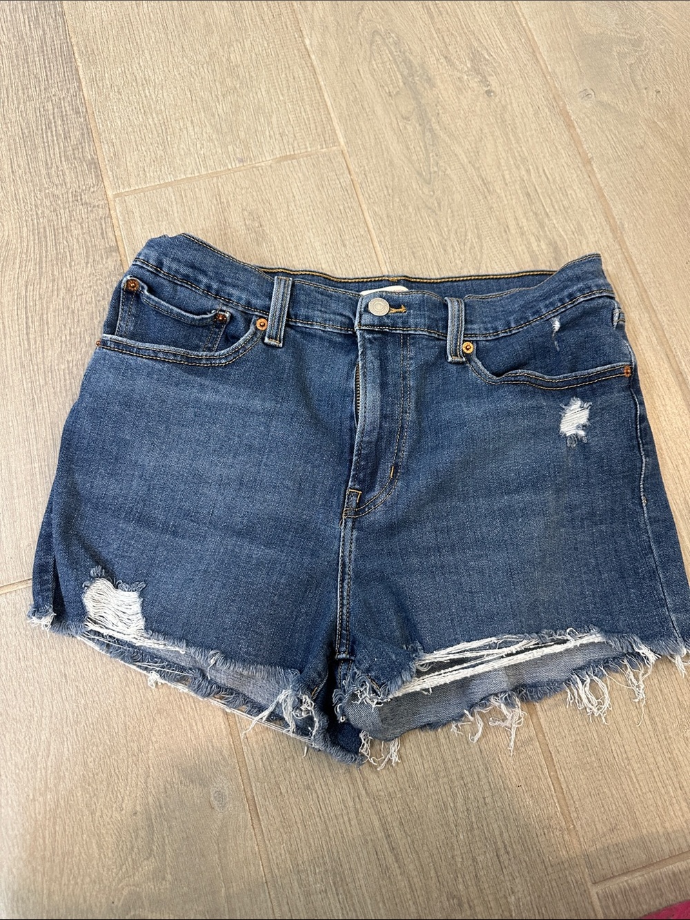 Levi’s Distressed Dark Blue Denim Women’s Shorts